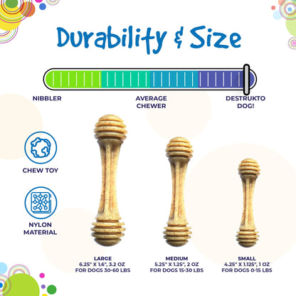 Honey Bone Nylon Dog Toy for Aggressive Chewers | Indestructible | USA Made