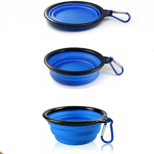Single Blue Silicone Collapsible Travel Bowl - 12oz
